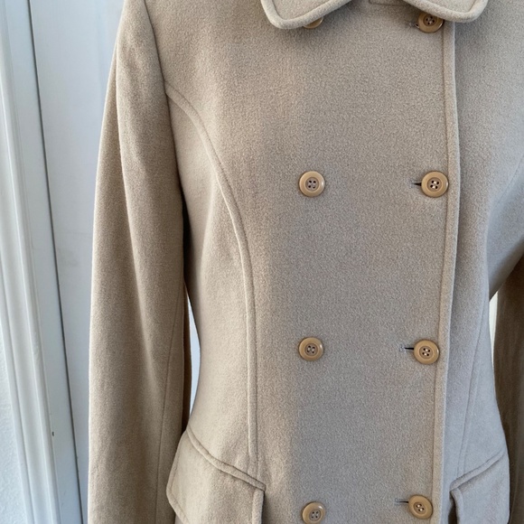 Beige Wool Double Breasted Coat - Picture 3 of 8